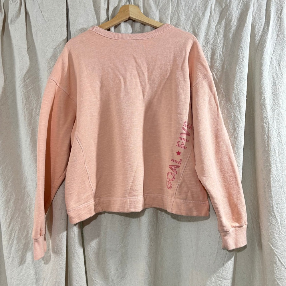 Goal Five Freasy Crew Sweatshirt Peach Pink Cotton Slub Pullover Large